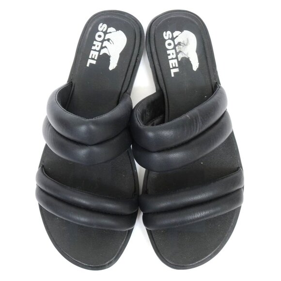 Sorel Women's Ella II Puff Slide Sandal Black, Sea Salt Size 7.5 Vacay Beach Tra - Picture 3 of 10